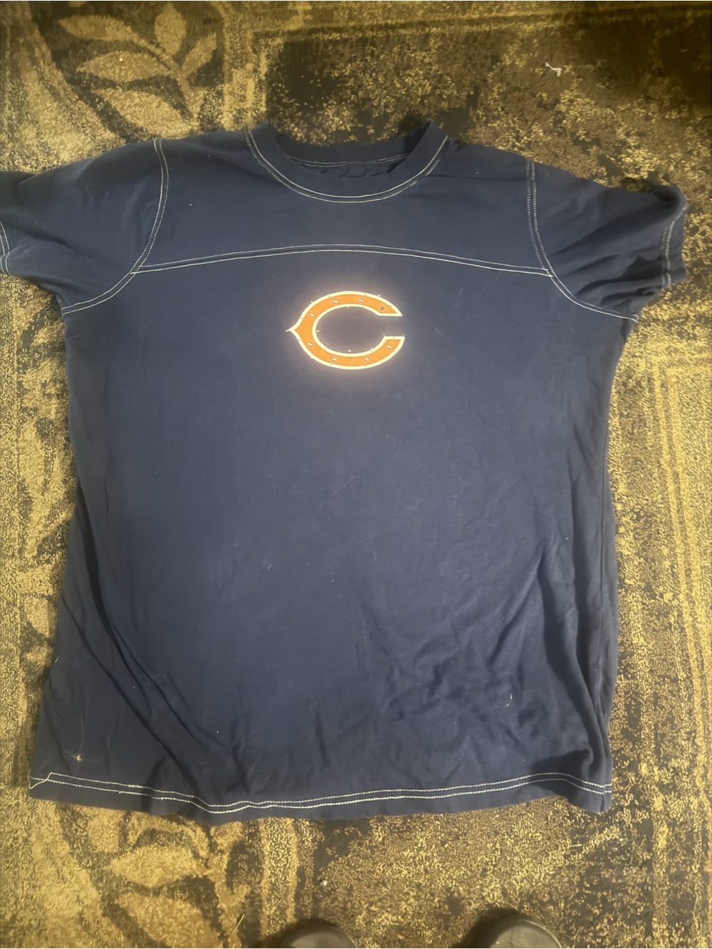 NFL Navy Short Sleeve Crew T-Shirt with Orange 'C' Logo